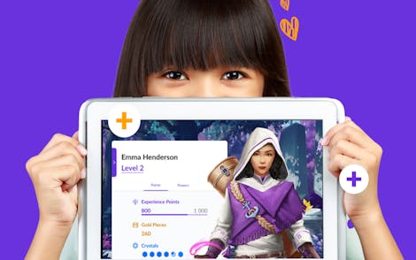 Image of girl holding a tablet with Classcraft